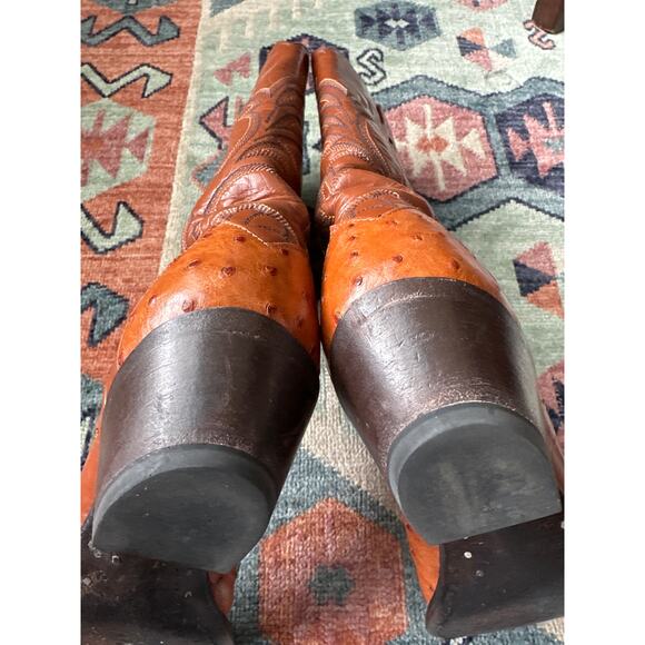 Tony Lama Full Quill Ostrich Cowboy Boots R12903L – Brown – Men’s 7 – Western - Picture 5 of 9